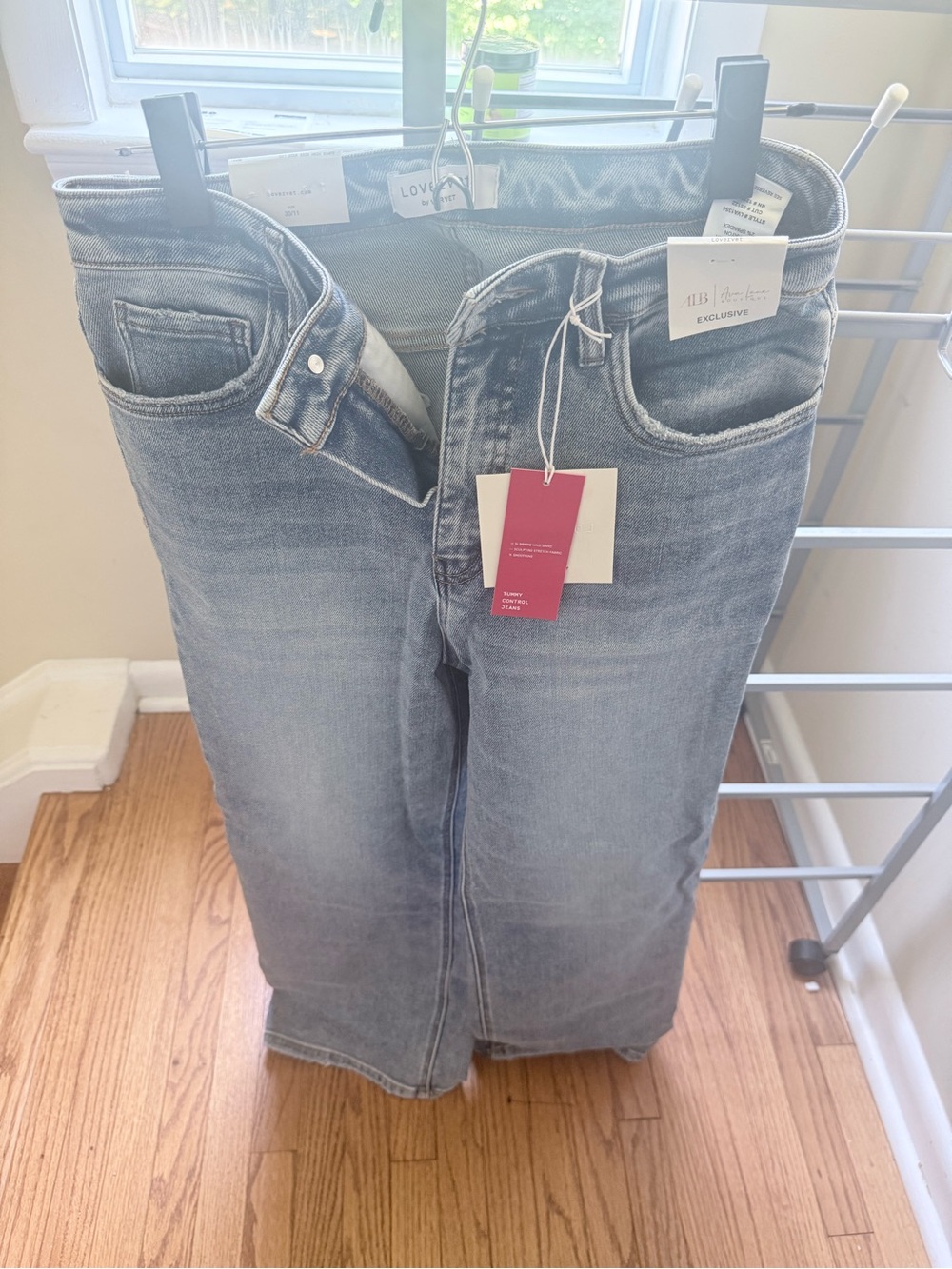 Lovervet Light Wash Super High Rise Wide Leg Tummy Control Jeans - Blue